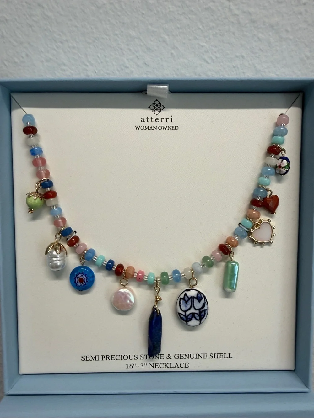 Atterri | Semi-Precious Stone & Genuine Shell Coastal Chic Charm Necklace - Picture 8 of 9